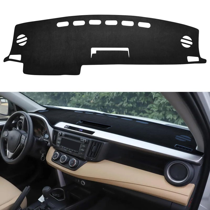 Bilisin Dashboard Cover Mat Compatible with Toyota RAV4 2014-2018 Non-Slip Suede Dash Board Pad for Toyota RAV4 No Glare Sunshade Protector Internal Accessories (Black) - Image 4