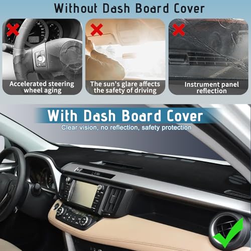 Bilisin Dashboard Cover Mat Compatible with Toyota RAV4 2014-2018 Non-Slip Suede Dash Board Pad for Toyota RAV4 No Glare Sunshade Protector Internal Accessories (Black) - Image 3