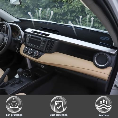 Bilisin Dashboard Cover Mat Compatible with Toyota RAV4 2014-2018 Non-Slip Suede Dash Board Pad for Toyota RAV4 No Glare Sunshade Protector Internal Accessories (Black) - Image 2