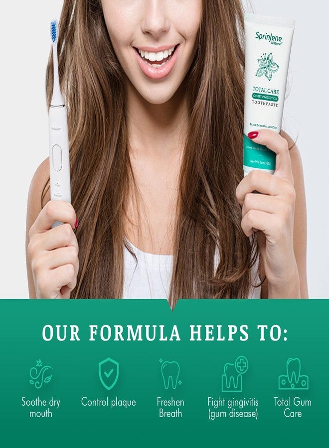 سبرين جين معجون أسنان سبرينجين ناتشورال توتال كير بالفلورايد لأسنان ولثة قوية | معجون أسنان طبيعي للحماية من التسوس | عبوة من 4 قطع - Image 2