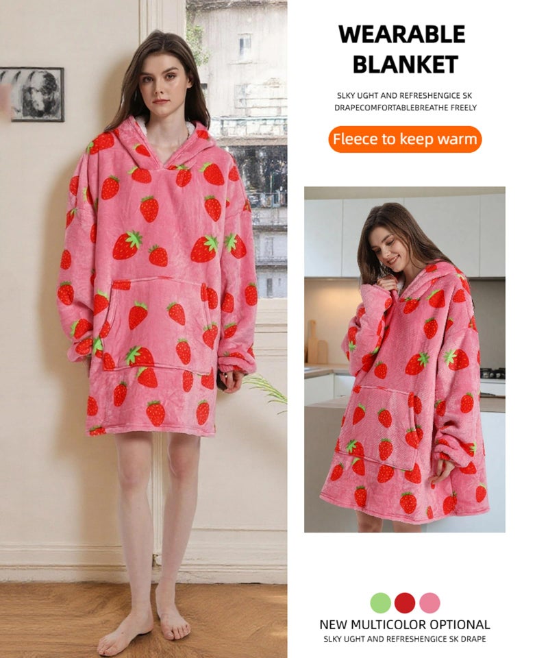 Solvienne Wearable Blanket Hoodie, Men Women Soft Flannel with oversized Pocket Christmas Halloween Cozy Lounge Wear - Image 2