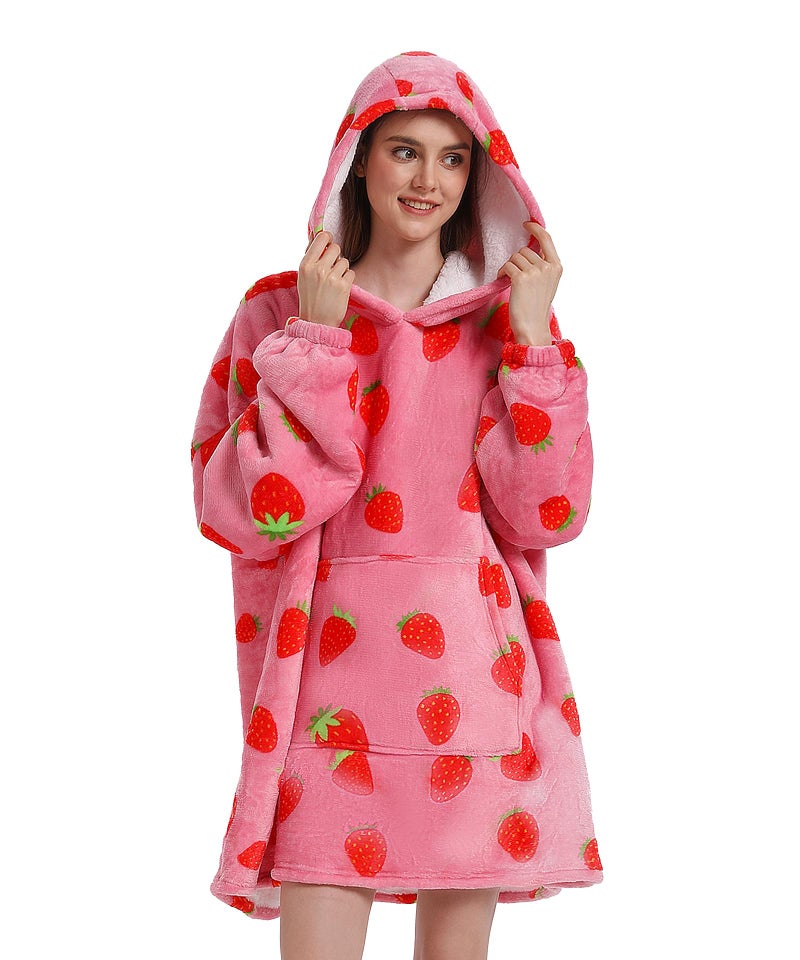 Solvienne Wearable Blanket Hoodie, Men Women Soft Flannel with oversized Pocket Christmas Halloween Cozy Lounge Wear - Image 1