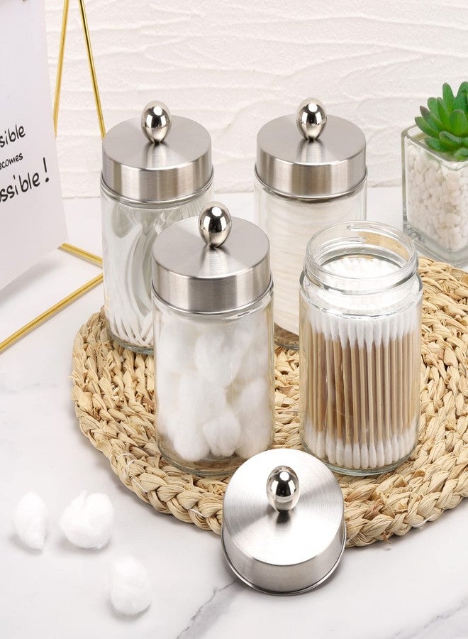 Tbestmax Glass Qtip Holder Dispenser, 10-Ounce Bathroom Containers Apothecary Jars with Metal Lids for Cotton Ball Swab Pad (4 Pack) - Image 4