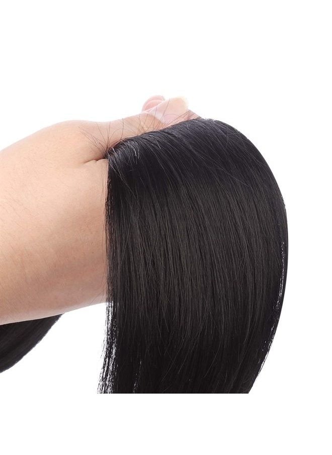SEIKEA Clip in Ponytail Extension Wrap Around Straight Hair for Women (12", Black)  - Image 5