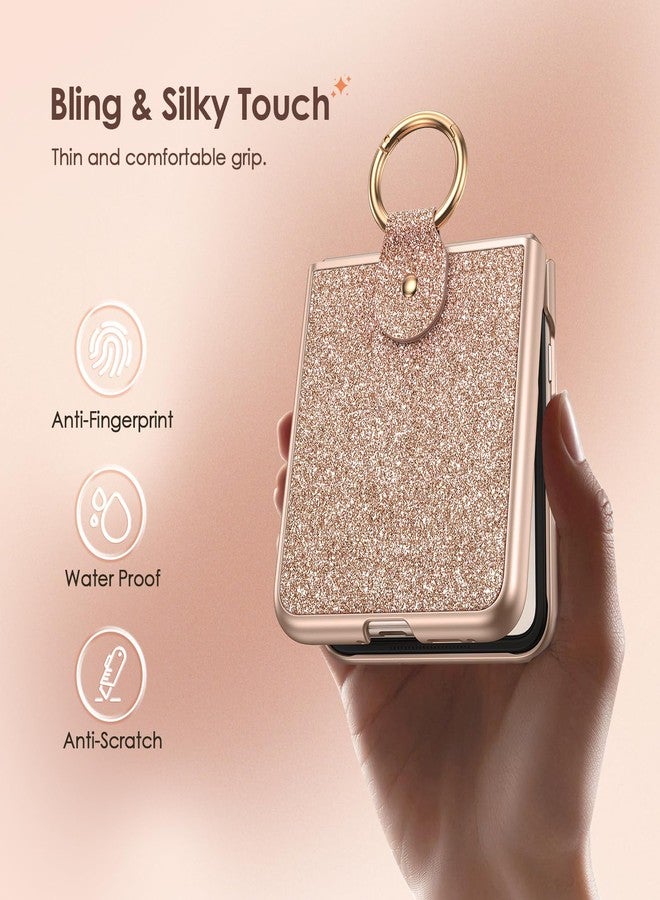 Caka جراب Caka Bling لهاتف Motorola Razr+ (Plus) و Razr Ultra 2025، مع حامل حلقة إصبع وواقي شاشة مدمج، غطاء حماية رفيع ورفيع للهاتف Razr+ و Ultra 2025 - ذهبي وردي - Image 4