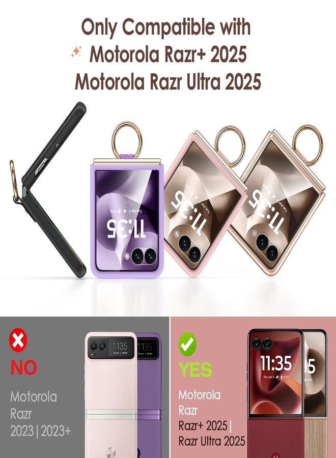 Caka جراب Caka Bling لهاتف Motorola Razr+ (Plus) و Razr Ultra 2025، مع حامل حلقة إصبع وواقي شاشة مدمج، غطاء حماية رفيع ورفيع للهاتف Razr+ و Ultra 2025 - ذهبي وردي - Image 2