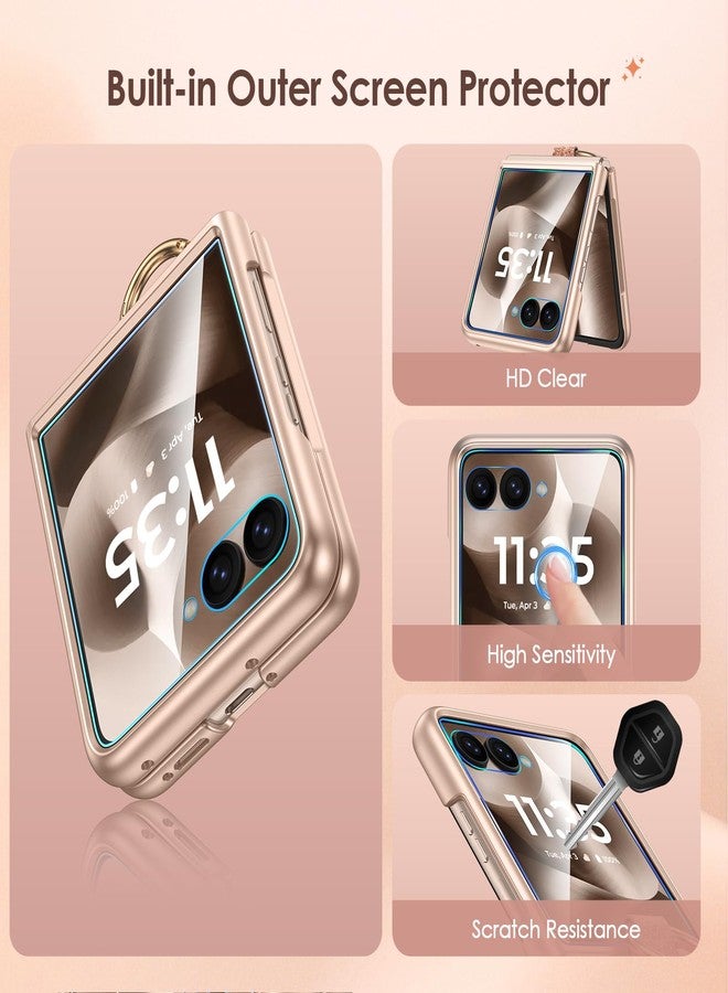 Caka جراب Caka Bling لهاتف Motorola Razr+ (Plus) و Razr Ultra 2025، مع حامل حلقة إصبع وواقي شاشة مدمج، غطاء حماية رفيع ورفيع للهاتف Razr+ و Ultra 2025 - ذهبي وردي - Image 5