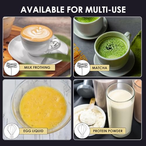 QLECT Pro 3 Speed Electric Milk Cofee Frother with Whisk | Wireless | Rechargeable Heavy Duty 1200 MAH Battery | 12000 RPM | Uses- Blender/Beater/Stirr/Foamer/Whipper/Cream Spinner (Black) - Image 3