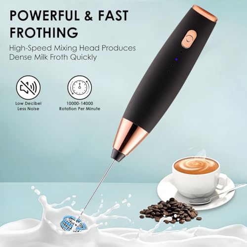 QLECT Pro 3 Speed Electric Milk Cofee Frother with Whisk | Wireless | Rechargeable Heavy Duty 1200 MAH Battery | 12000 RPM | Uses- Blender/Beater/Stirr/Foamer/Whipper/Cream Spinner (Black) - Image 5