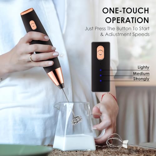 QLECT Pro 3 Speed Electric Milk Cofee Frother with Whisk | Wireless | Rechargeable Heavy Duty 1200 MAH Battery | 12000 RPM | Uses- Blender/Beater/Stirr/Foamer/Whipper/Cream Spinner (Black) - Image 2