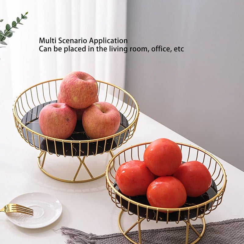 Fockety Metal Wire Fruit Basket Gold Fruit Bowl for Kitchen Counter Fruit Holder Stand Storage Baskets for Countertop Home Decor Table Centerpieces L Black Background with Gold - Image 5
