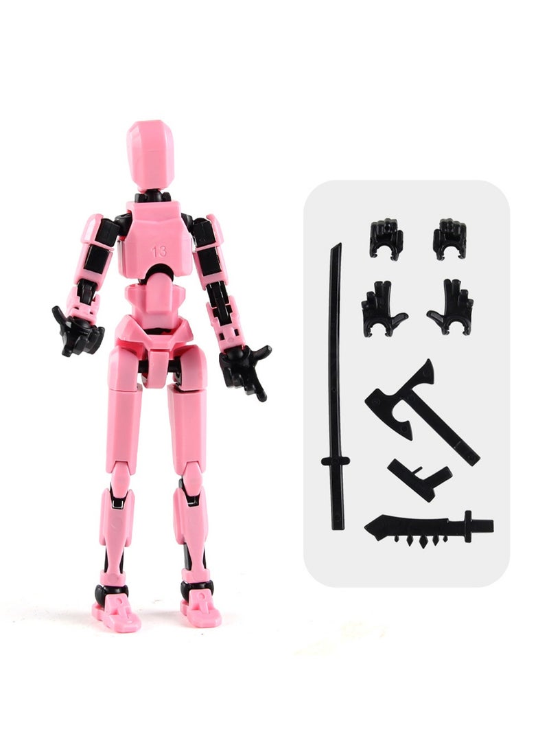 Children's Educational And Creative Assembly 13 Joint Doll Building Blocks 3D Printing Multi-joint Full Body Activity Decompression Toys (Pink) 