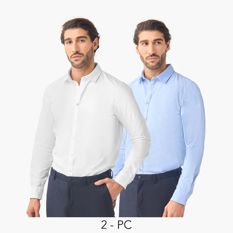 Splash FAV Set of 2 - Regular Fit Oxford Shirt with Collar and Long Sleeves