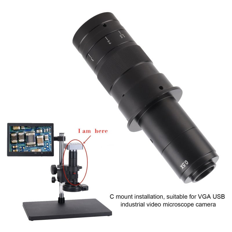 Microscope Lens: 0.7-4.5X Objective Magnification (10-180X On Monitor), 125mm Working Distance, Adjustable Magnification - High-definition Imaging, Durable Alloy Construction, Zoom Lens for Electronic - Image 5