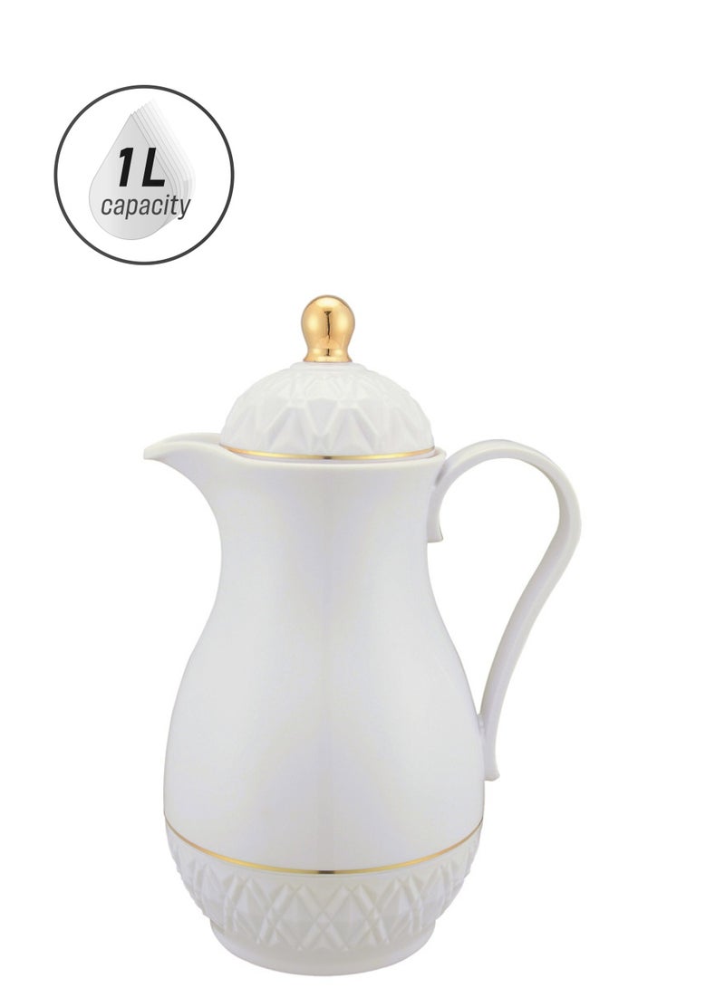 REEM Plastic Coffee/Tea Flask 1 Liter Ivory/Gold
