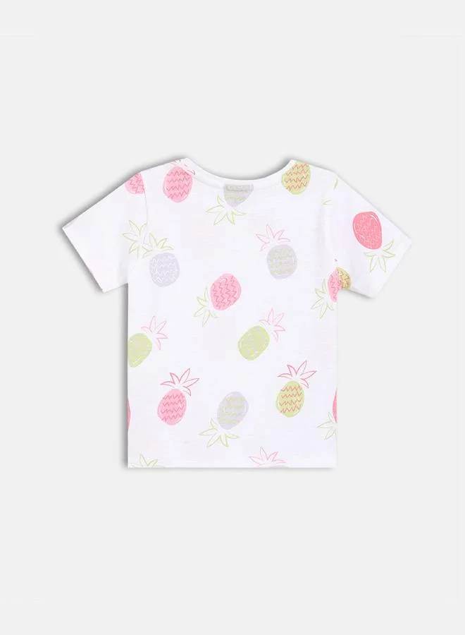 MINIKLUB Girls Pineapple Print Cotton T-Shirt
