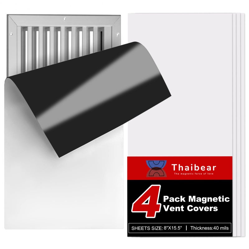 Generic Thaibear Magnetic Vent Covers, 8" x 15.5", 4 Pack Strong Ac Vent Covers for Home Wall, Floor, Ceiling Vents Air Register, RV, Home HVAC and AC Vents, Magnet Vent Covers for Wall Iron Register  - Image 1