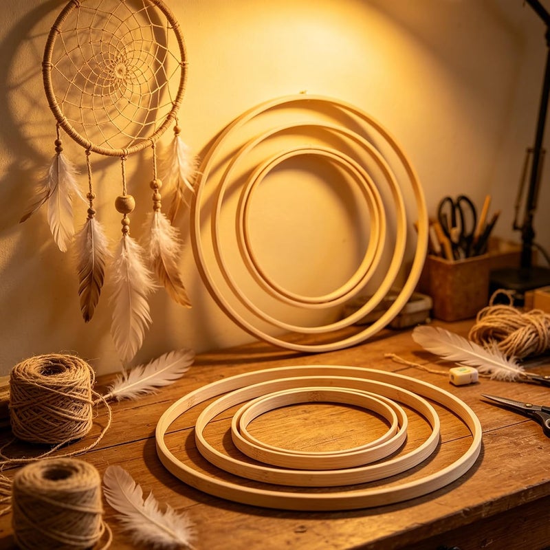 CIMAXIC 12 قطعة من أطواق Dreamcatcher للحرف اليدوية - إطارات ورود دائرية لحفلات منزلية وتزيين بأشكال الزهور للتعليق - أطواق بأحجام 10، 8، 6، 5 بوصة - Image 5