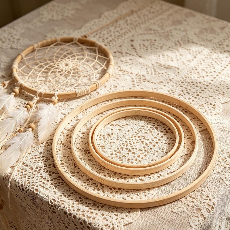 CIMAXIC 12 قطعة من أطواق Dreamcatcher للحرف اليدوية - إطارات ورود دائرية لحفلات منزلية وتزيين بأشكال الزهور للتعليق - أطواق بأحجام 10، 8، 6، 5 بوصة - Image 4