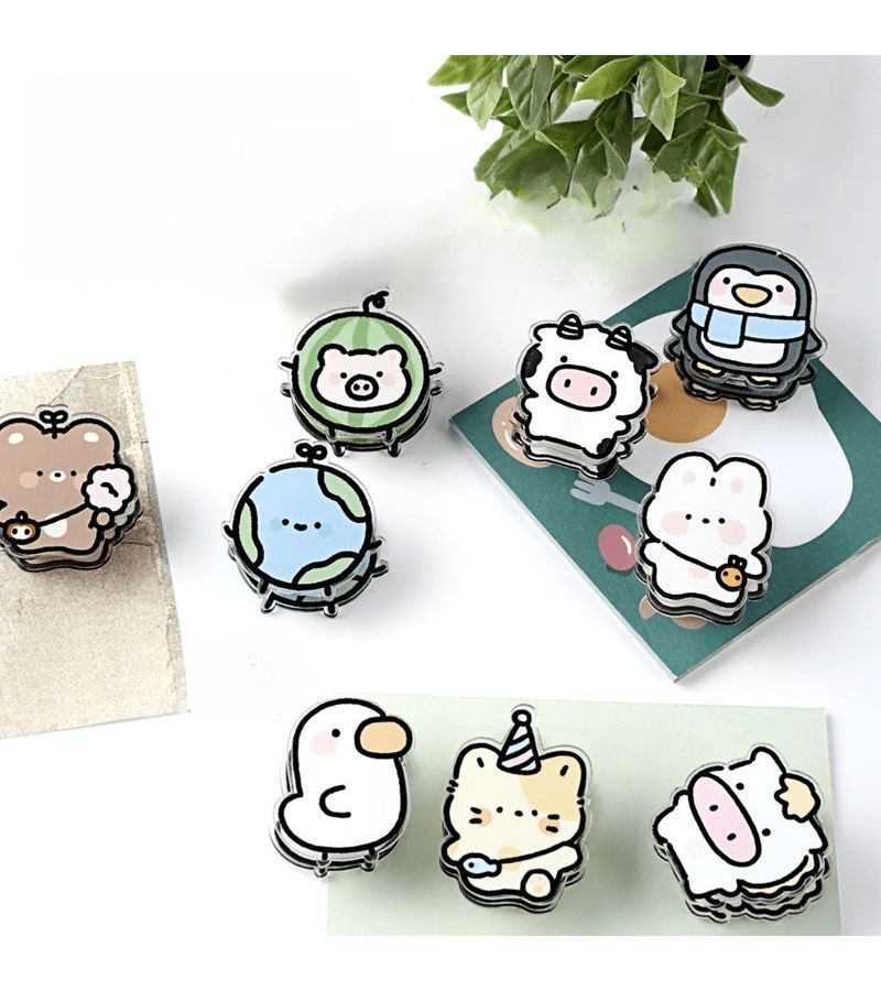 Random Pattern Cute Animal Paper Clips 5pcs Set Durable Acrylic - Image 5