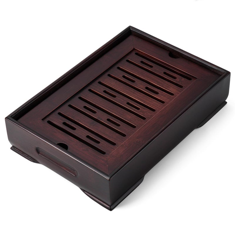 Mini Bamboo Chinese Tea Tray  11 x 7 inch Japanese Tea Serving Tray Small Gongfu Tea Table Set with Reservoir Type Water Storage Box M