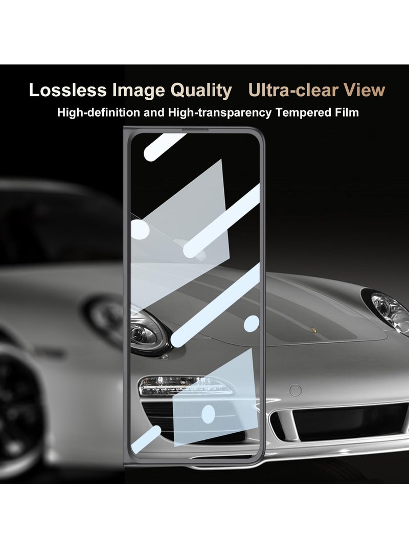 Excefore Case Slim and Thin for Samsung Galaxy Z Fold 5 Matte PC Back Built in Screen Protector Ultra Thin Transparent Plating Crystal Front Glass All Inclusive Case Dimensional Blade Design Gray - Image 2