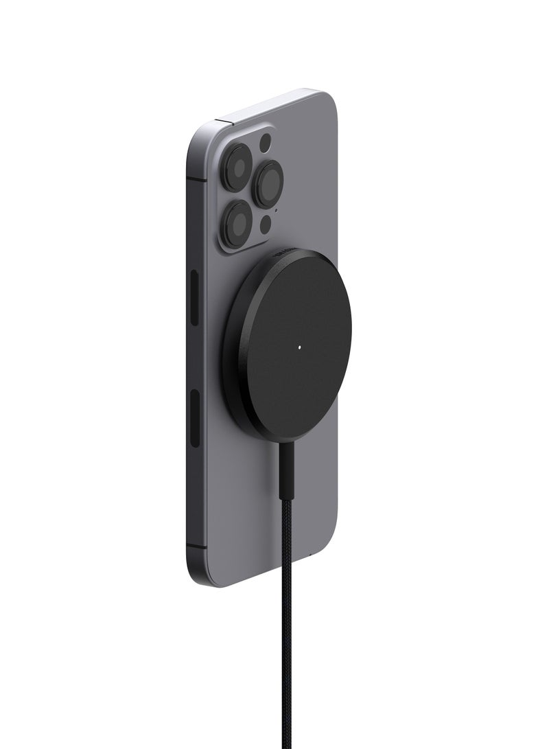 Unisynk Magnetic Wireless Charger Qi2 15W - USB-C, Magnetic Attachment, Fast Wireless Charging, 2m Cable Black - Image 3