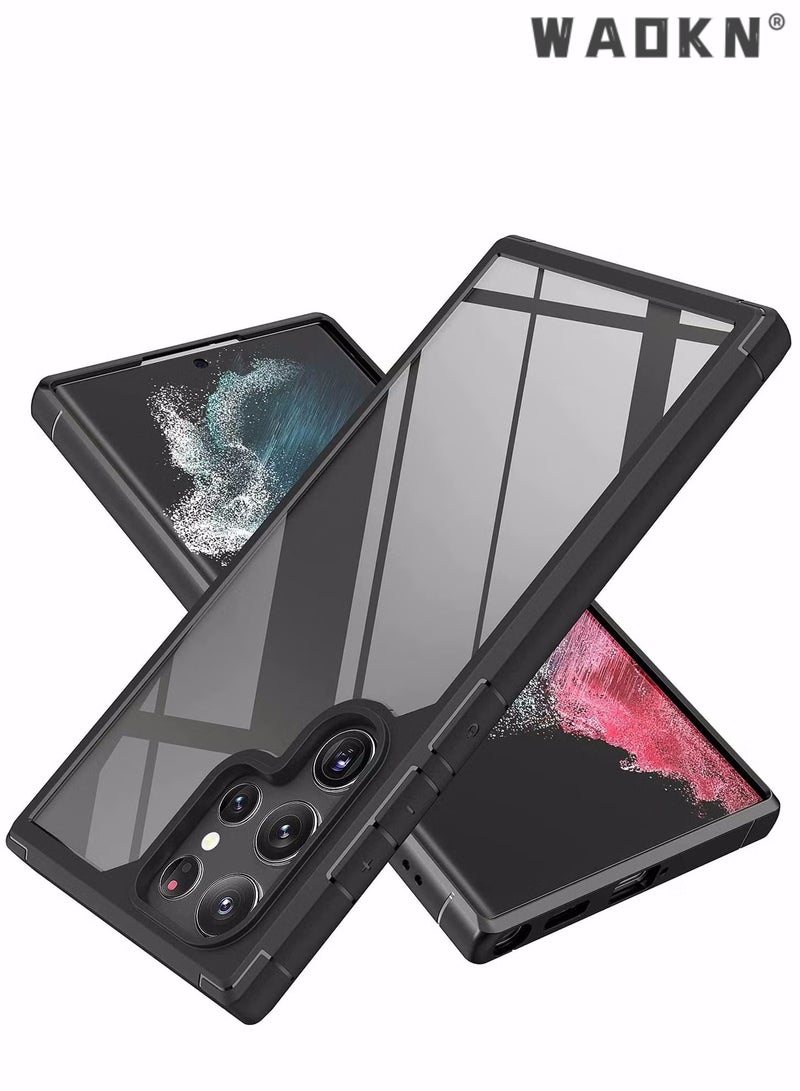 WAOKN Designed for Samsung S23 Ultra Case,Excefore Clear Translucent Hard Back with Soft Bumper Edge Slim Protective Thin Phone Cover Compatible Galaxy 5G Case Black  - Image 1