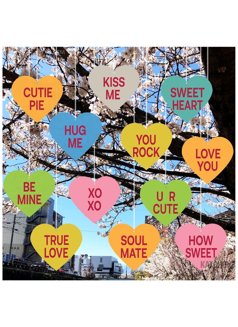 KATCHON - Valentine Conversation Hearts Decor - Pack of 12 | Conversation Hearts Decorations - Image 1