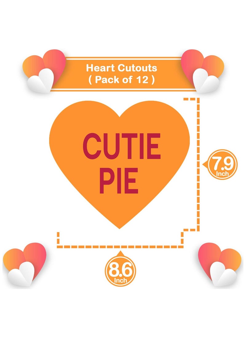 KATCHON - Valentine Conversation Hearts Decor - Pack of 12 | Conversation Hearts Decorations - Image 1