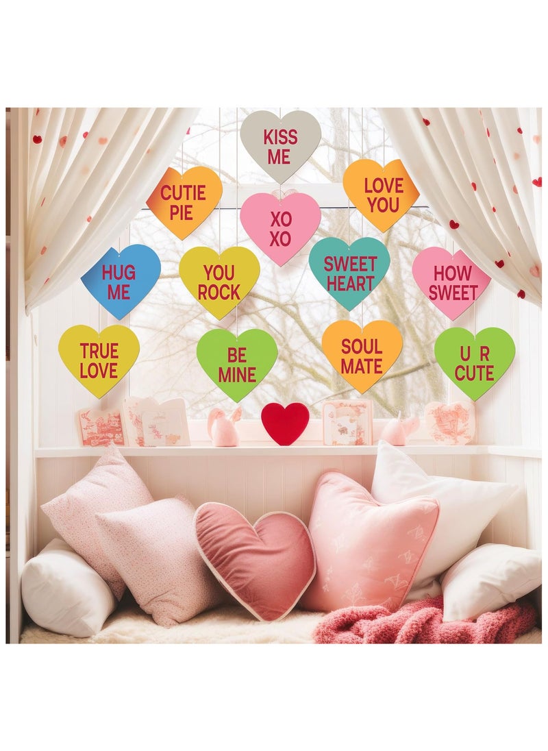 KATCHON - Valentine Conversation Hearts Decor - Pack of 12 | Conversation Hearts Decorations - Image 1