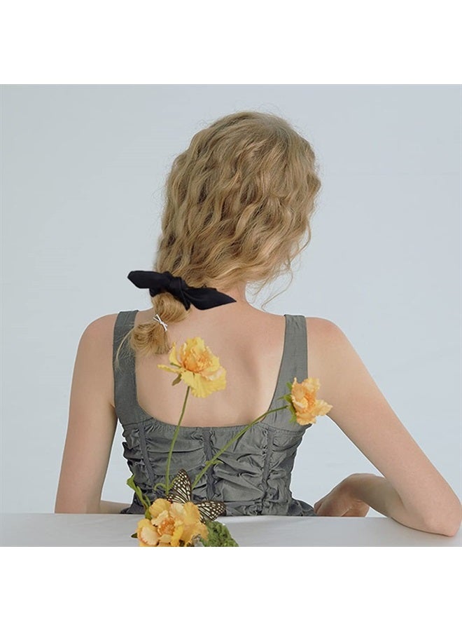 ACO-UINT 12 Pack Hair Scrunchies for Women, Adorable Bow Scrunchies for Thick Hair, Black Hair Ties Bunny Ear Scrunchies Satin Scrunchies, Elastic Scrunchies with Bow for Ladies and Girls - Image 2