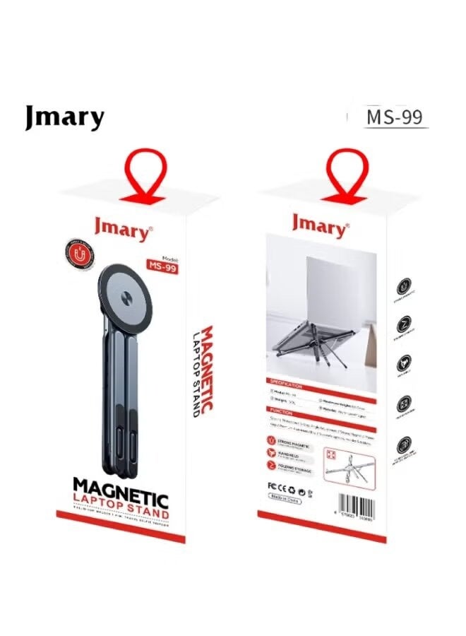Jmary حامل كمبيوتر محمول مغناطيسي من الألمنيوم MS-99 3 في 1 | قابل للطي، قابل للتعديل، مثبت مريح على المكتب لأجهزة الكمبيوتر المحمولة، والأجهزة اللوحية، والمفكرات مع تبديد الحرارة - Image 3