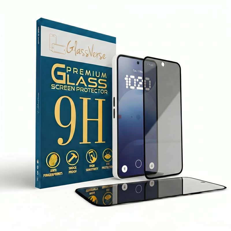 GlassVerse Ultra Privacy Tempered Glass For Nothing Phone 3a Pro (PACK OF 1) with Free Installation Kit. Edge To Edge. (In-Screen FingerPrint Lock will not work with the Privacy Guard) - 6.77 inch - Image 1