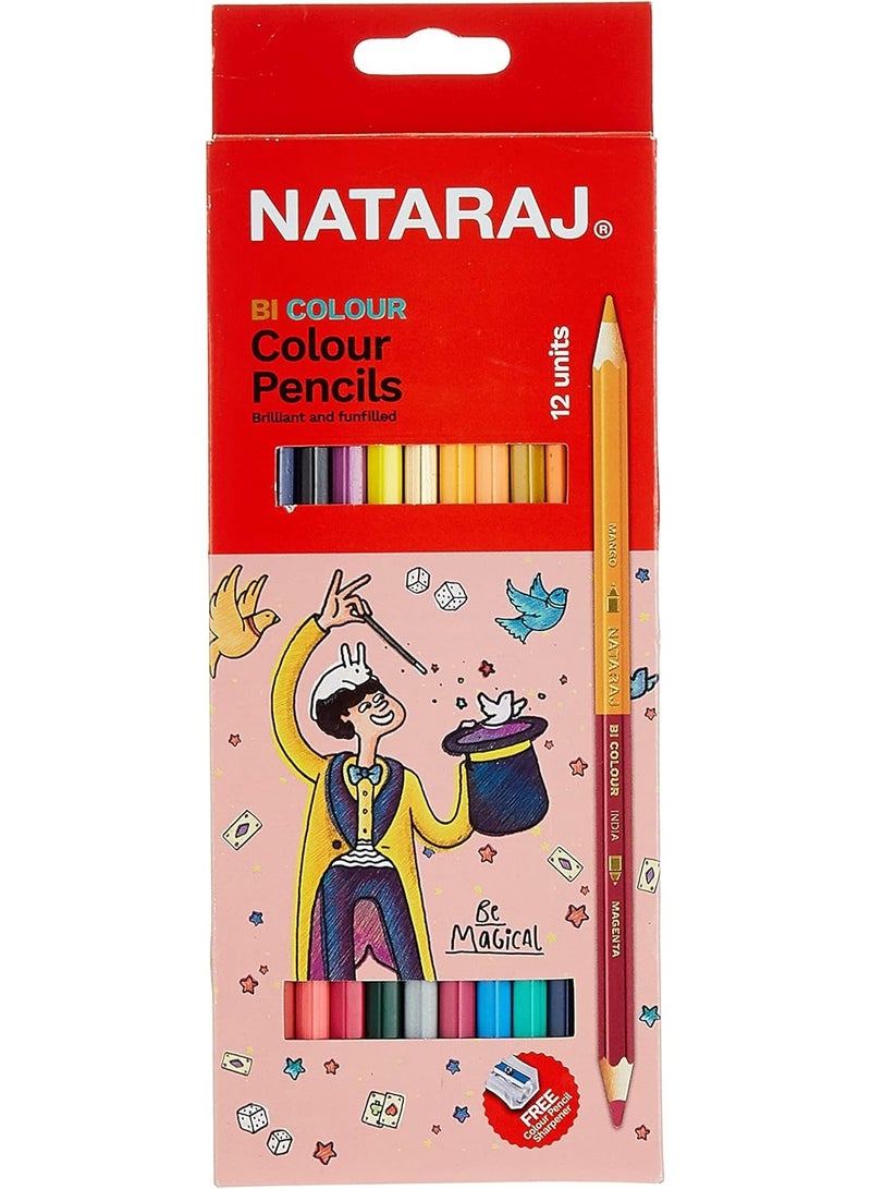 ناتاراج أقلام تلوين ناتاراج ثنائية اللون سداسية الشكل، 12 قطعة - Image 1