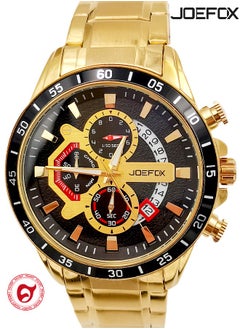 JoeFox Men's Analog Watch Stainless Steel Waterproof Date Quartz Watch Sport Wrist Watches for Men Gold  - Image 1