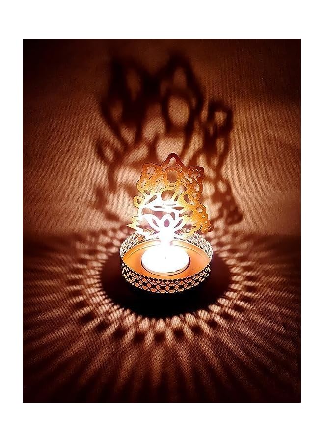 The Bros Ganesha Diwali Shadow Diya Deepawali Traditional for Home/Office Religious Tea Light Candle Holder Stand Diwali Gift (Set of 2) - Image 2