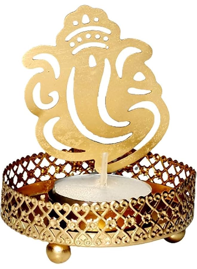 The Bros Ganesha Diwali Shadow Diya Deepawali Traditional for Home/Office Religious Tea Light Candle Holder Stand Diwali Gift (Set of 2) - Image 5