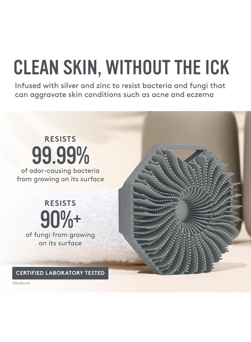 فرشاة تقشير الجسم المصنوعة من السيليكون المضاد للميكروبات للبشرة الحساسة، فرشاة استحمام صديقة للبيئة لتنظيف الجسم بعمق مع مقبض غير قابل للانزلاق وتدليك لطيف - Image 2