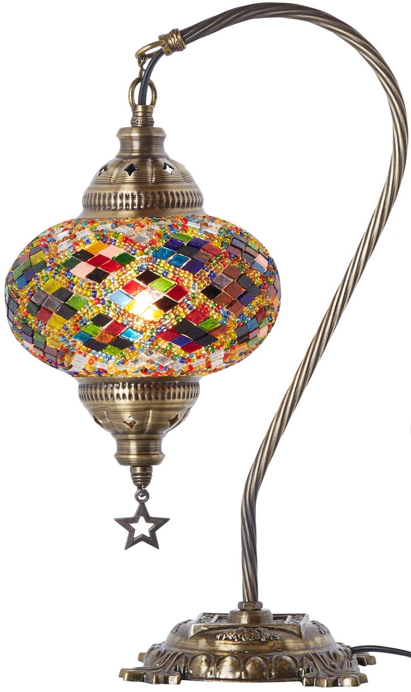 DEMMEX Stunning Handmade Turkish Moroccan Mosaic Glass Colorful Boho Table Desk Bedside Lamp Light Lampshade (Multicolor) - Image 2