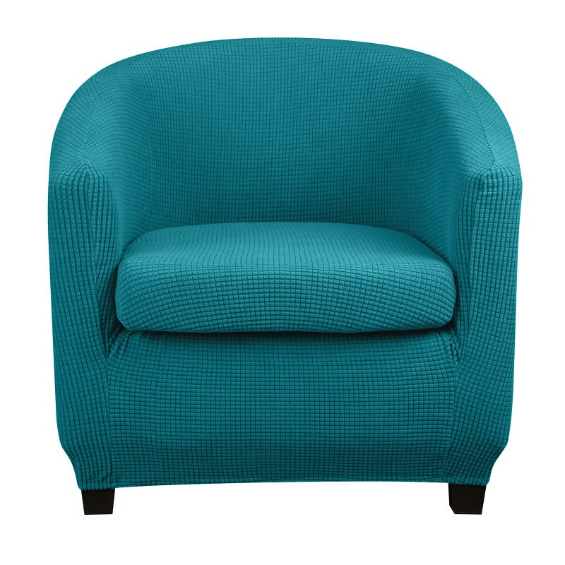 Lellen Club Chair Slipcover with Seat Cushion Cover Round Tub Accent Armchair Cover Reusable Sofa Stretch Covers for Living Room Bedroom Office Dining Room Barrel Chair ProtectorTeal Suit