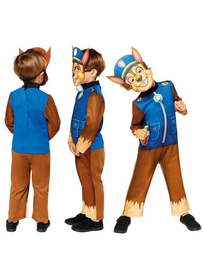Amscan - زي تنكري رسمي من Nickelodeon Paw Patrol Chase للأطفال، زي لعب الأدوار للأطفال، بدلة زرقاء مع قناع - Image 1