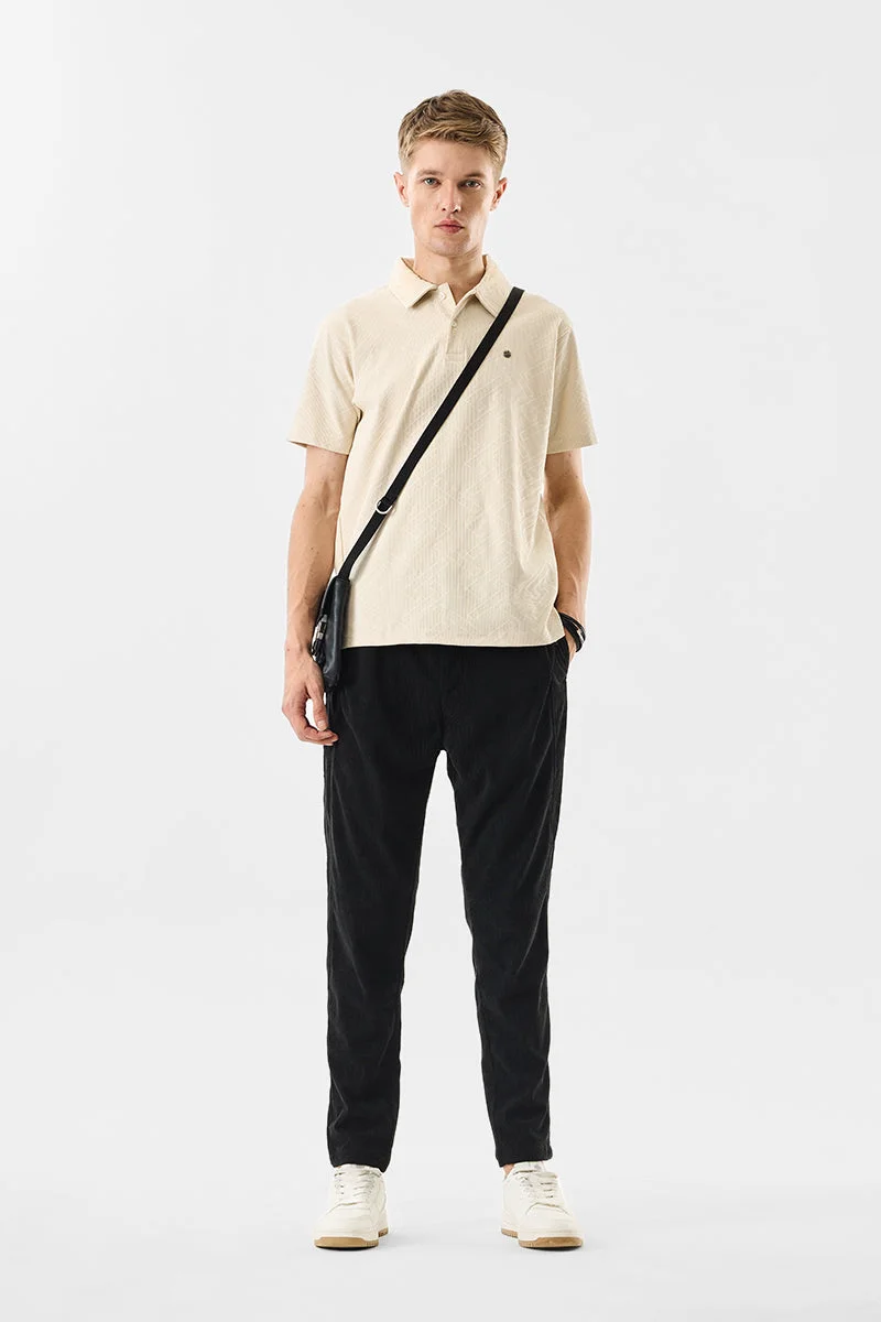 Snitch Black Corduroy Relaxed Fit Trousers for Men | Best Price UAE