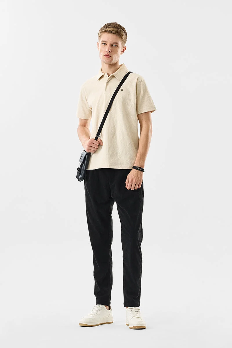 Snitch Black Corduroy Relaxed Fit Trousers for Men | Best Price UAE