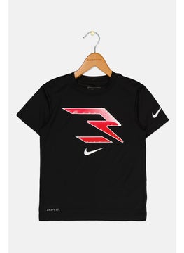 Nike 3Brand by Russell Wilson Kids Boy Brand Logo Short Sleeve Outdoor T-Shirt, Black  - Image 1