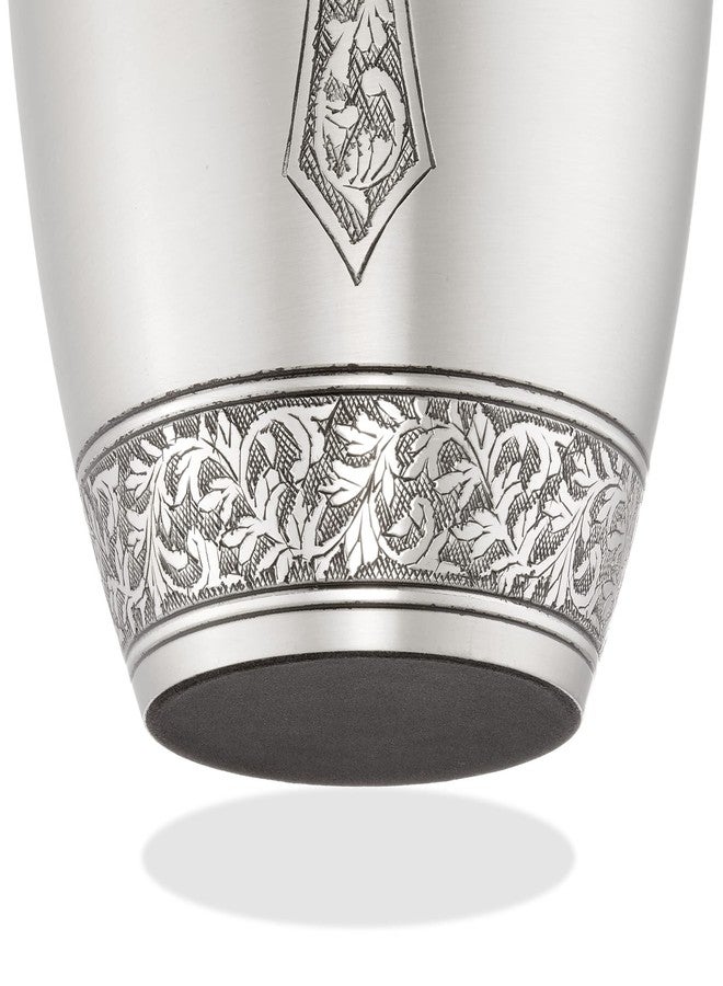 Reminded Adult Cremation Memorial Urn for Human Ashes, Pewter Etched Cross Funeral Urn with Velvet Bag - Image 4