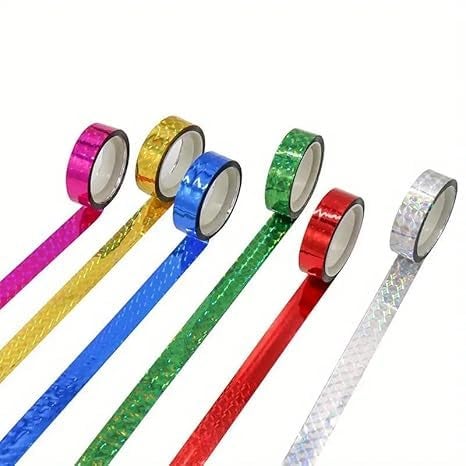 Generic 15 Inch Holographic Shining Cello Tapes for DIY Art Craft Scrapbooking Decoration Gift Wrapping Birthday Card Adhesive Tape 35 Meter Multicolor Pack of 50  - Image 2