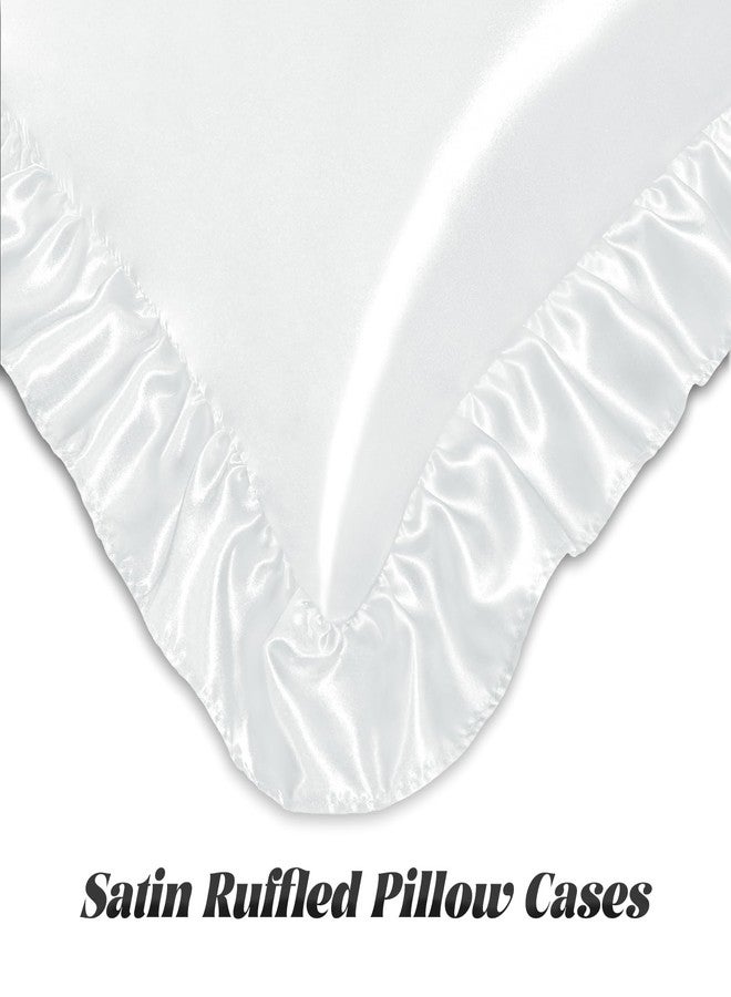 Homiest Ruffle Satin Body Pillow Cover, Silky Satin Body Pillowcase with Envelope Closure, Luxury & Ultra Soft Body Size Pillow Cases for Hair and Skin, Ruffled Long Pillow Shams (White) - Image 4
