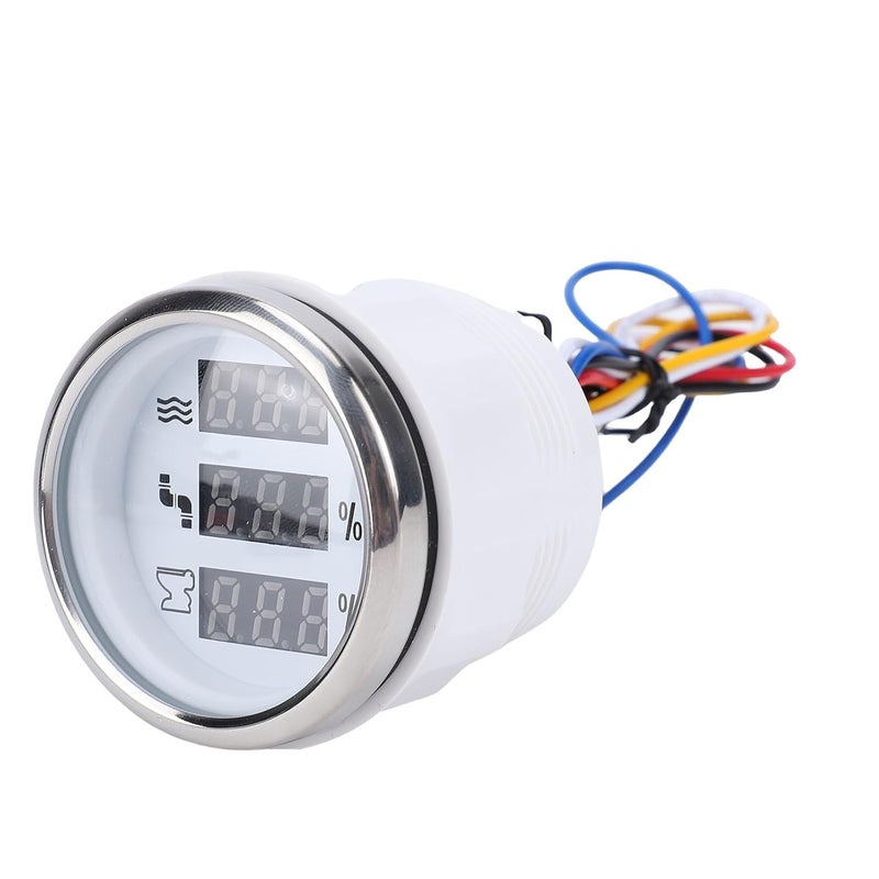 Digital Sewage Level Gauge 52mm Triple Color Display 12V 24V ABS Stainless Steel White Dial Silver Bezel - Image 3