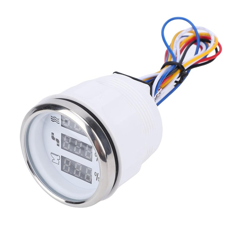 Digital Sewage Level Gauge 52mm Triple Color Display 12V 24V ABS Stainless Steel White Dial Silver Bezel - Image 5